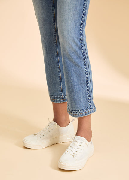 FDJ - EMBOSSED HEARTS DENIM CROP - 2922779