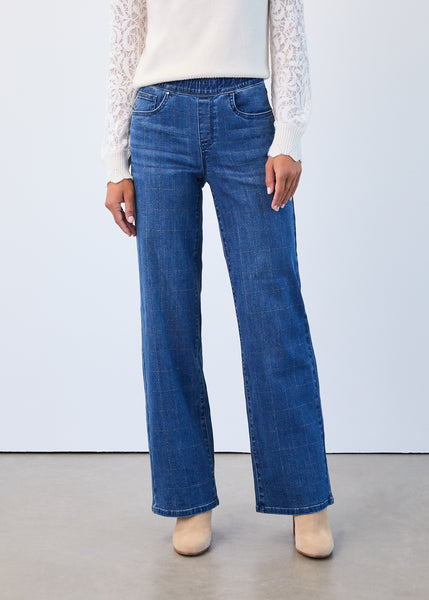 FDJ -SILVER METALLIC CHECK PULL ON WIDE LEG JEAN - 2931669