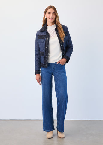FDJ -SILVER METALLIC CHECK PULL ON WIDE LEG JEAN - 2931669