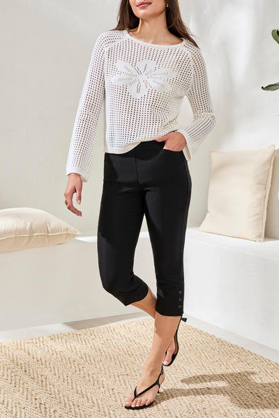 TRIBAL -FLATTEN IT PULL ON CAPRI W/ SNAP DETAIL - 3012O-7165 -4 Colours