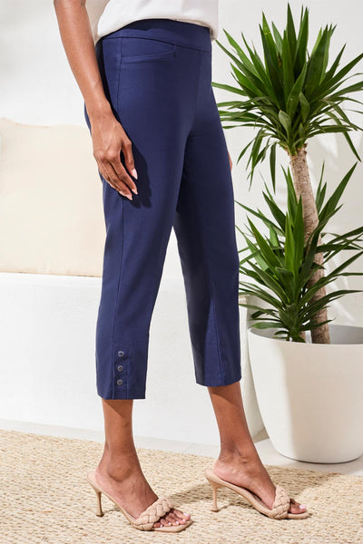 TRIBAL -FLATTEN IT PULL ON CAPRI W/ SNAP DETAIL - 3012O-7165 -4 Colours