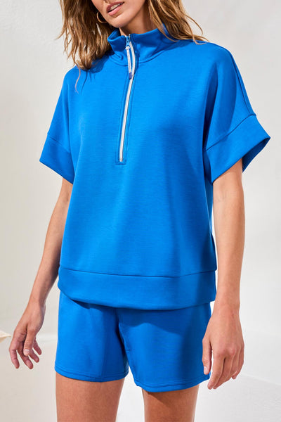 TRIBAL -TECHNO LUX 1/4 ZIP MOCK NECK TOP - 3019O- 3390 -2 colours