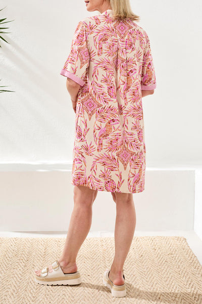 TRIBAL - WISTERIA SHORT SLEEVE SHIRT DRESS - 3023O-2026