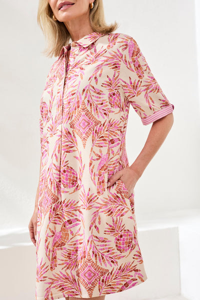 TRIBAL - WISTERIA SHORT SLEEVE SHIRT DRESS - 3023O-2026