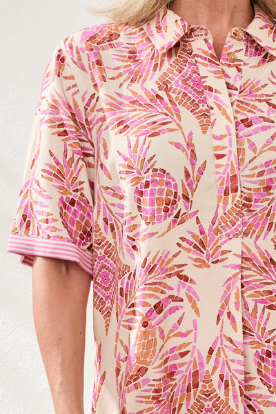 TRIBAL - WISTERIA SHORT SLEEVE SHIRT DRESS - 3023O-2026