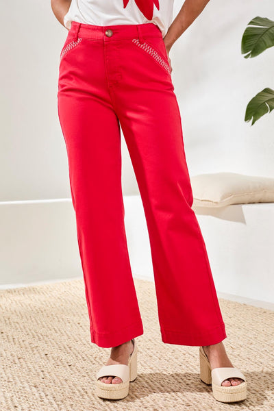 TRIBAL- SANGRIA EMBROIDERED ANKLE PANT - 3040O-2020W