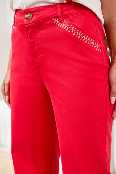 TRIBAL- SANGRIA EMBROIDERED ANKLE PANT - 3040O-2020W