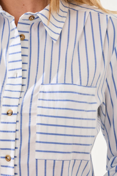 TRIBAL - CLASSIC STRIPE BUTTON FRONT SHIRT - 3086O-8394