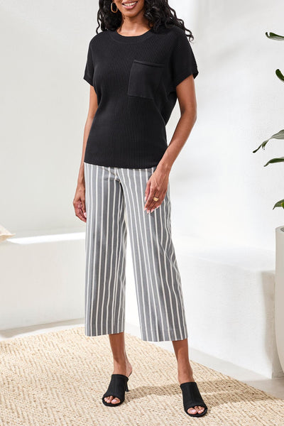 TRIBAL - PULL ON STRIPE CROP  - 3103O-8396 - 2 Colours
