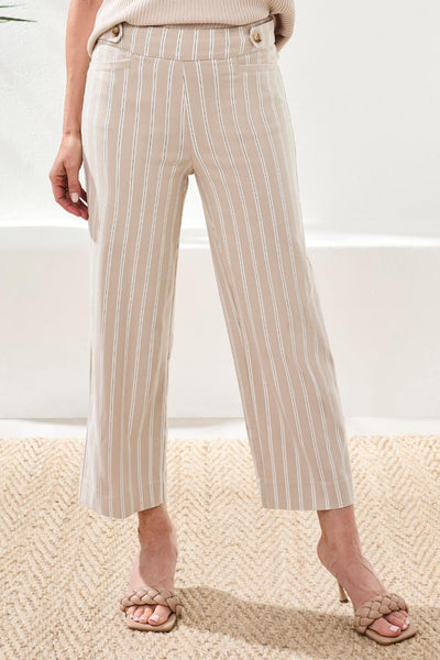 TRIBAL - PULL ON STRIPE CROP  - 3103O-8396 - 2 Colours