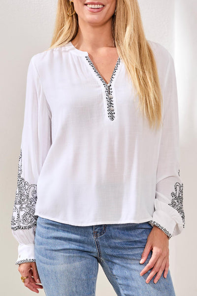 TRIBAL - EMBROIDERED DETAIL BLOUSE - 3114O-8390