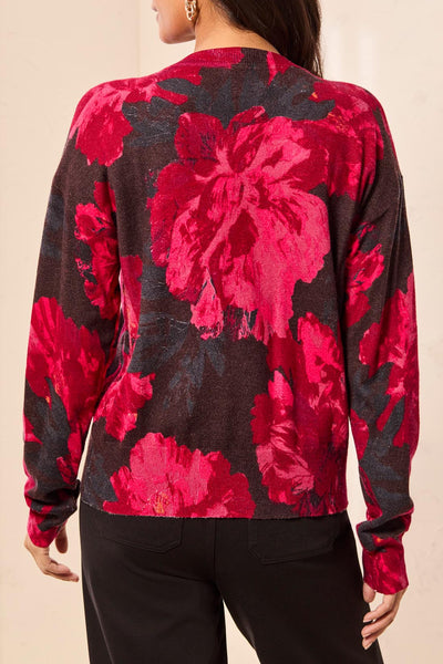 TRIBAL - PRINTED BUTTON FRONT SWEATER CARDIGAN - 3128O-8169