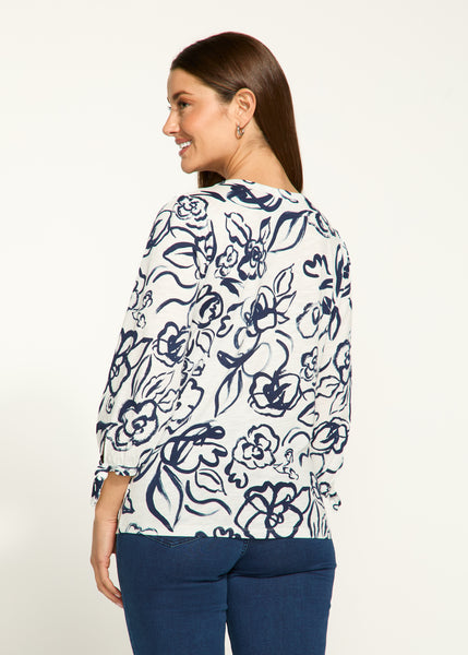 FDJ - ROSETTE PRINT 3/4 SLEEVE TOP - 3136476