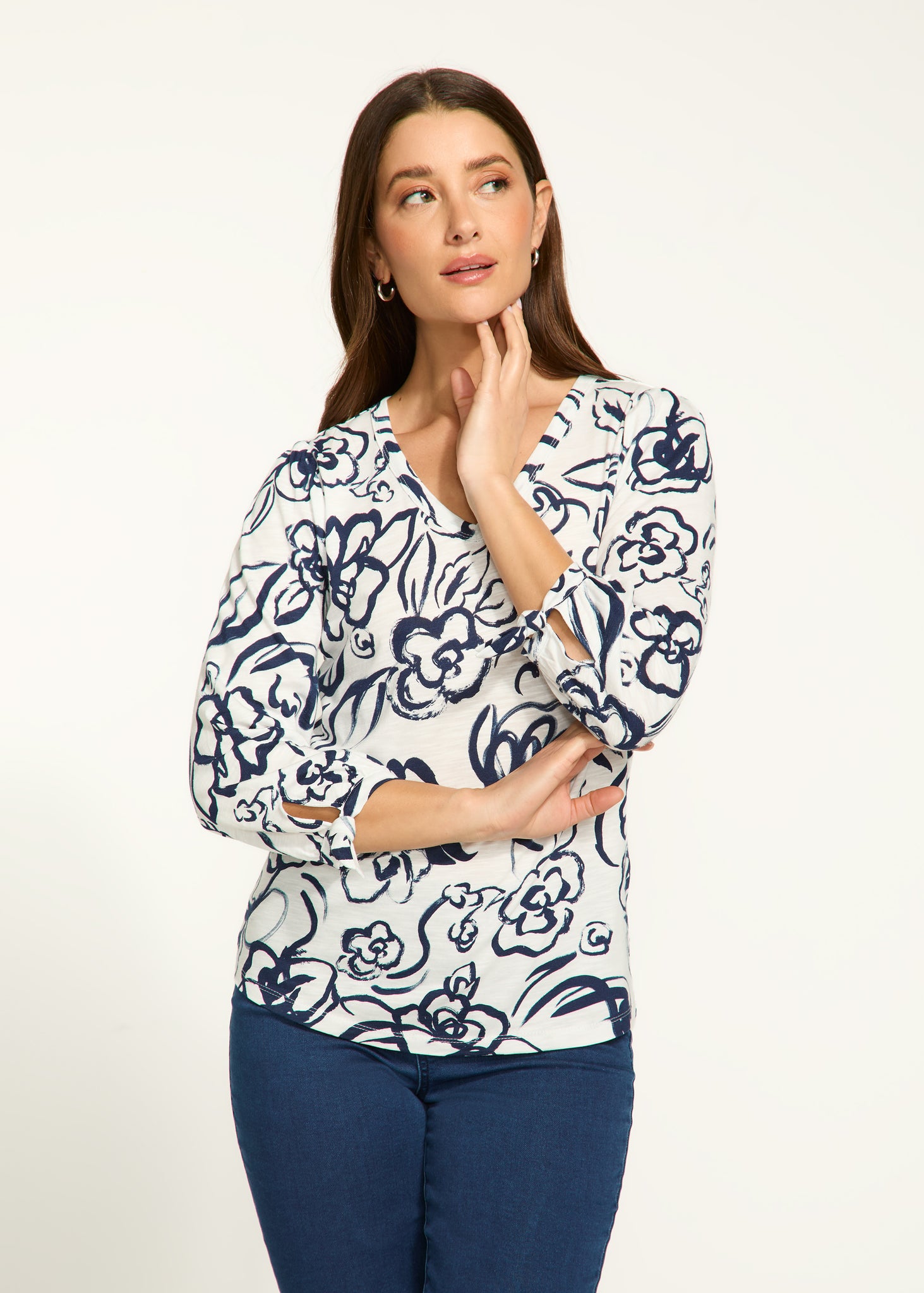 FDJ - ROSETTE PRINT 3/4 SLEEVE TOP - 3136476