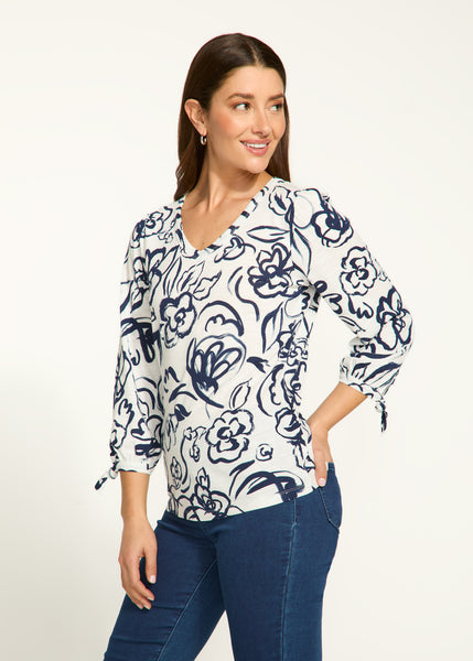 FDJ - ROSETTE PRINT 3/4 SLEEVE TOP - 3136476