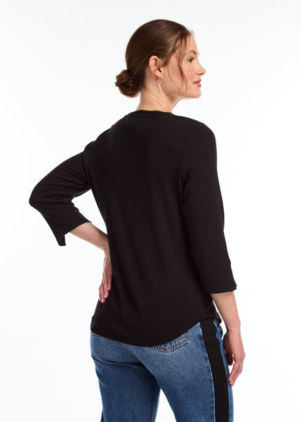 FDJ - 3/4 SLEEVE V NECK TOP - 3140161 - 3 Colours