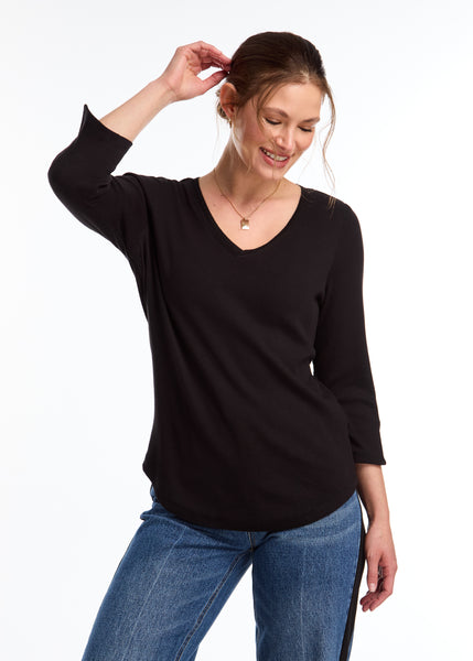 FDJ - 3/4 SLEEVE V NECK TOP - 3140161 - 3 Colours