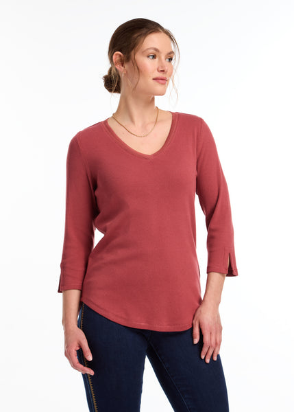 FDJ - 3/4 SLEEVE V NECK TOP - 3140161 - 3 Colours