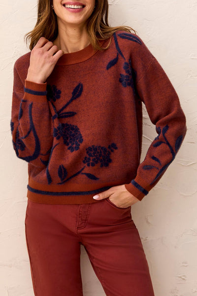 TRIBAL - PRINTED COZY KNIT CREW SWEATER - 3151O-8485 - 2 Colours