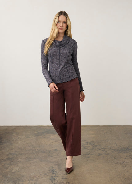 FDJ - SPACE DYE RIB COWL NECK TOP - 3155135