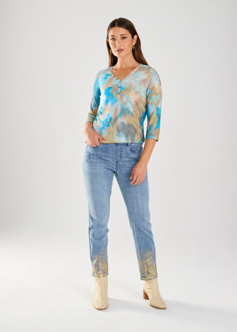 FDJ - NORTHERN LIGHTS PRINT  - V NECK TOP - 3159451