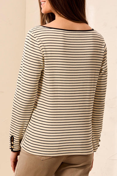 TRIBAL - BOAT NECK TOP W/ BUTTON DETAIL - 3206O-8523