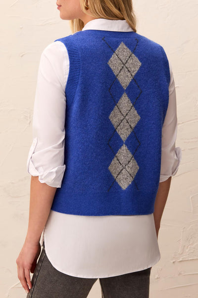 TRIBAL - ARGYLE BUTTON FRONT VEST -3207O-3590