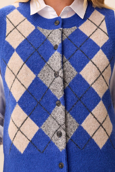 TRIBAL - ARGYLE BUTTON FRONT VEST -3207O-3590