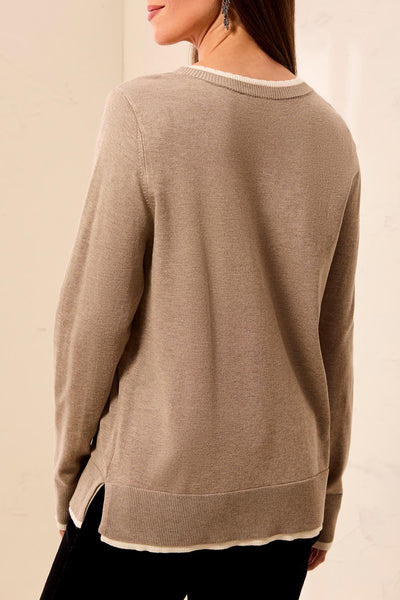 TRIBAL - V NECK SWEATER W/ CONTRAST TRIM - 3208O-8477 - 2 Colours