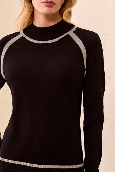 TRIBAL - MOCK NECK SWEATER W/ CONTRAST ACCENT - 3226O- 835