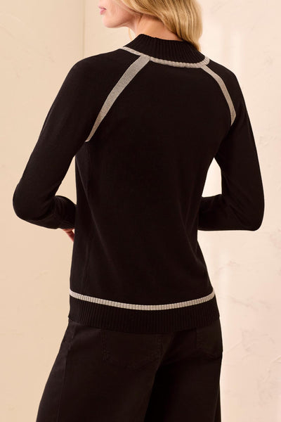 TRIBAL - MOCK NECK SWEATER W/ CONTRAST ACCENT - 3226O- 835