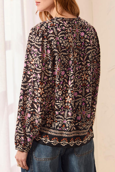TRIBAL - EMBELLISHED NECKLINE PRINT BLOUSE - 3254O-3912