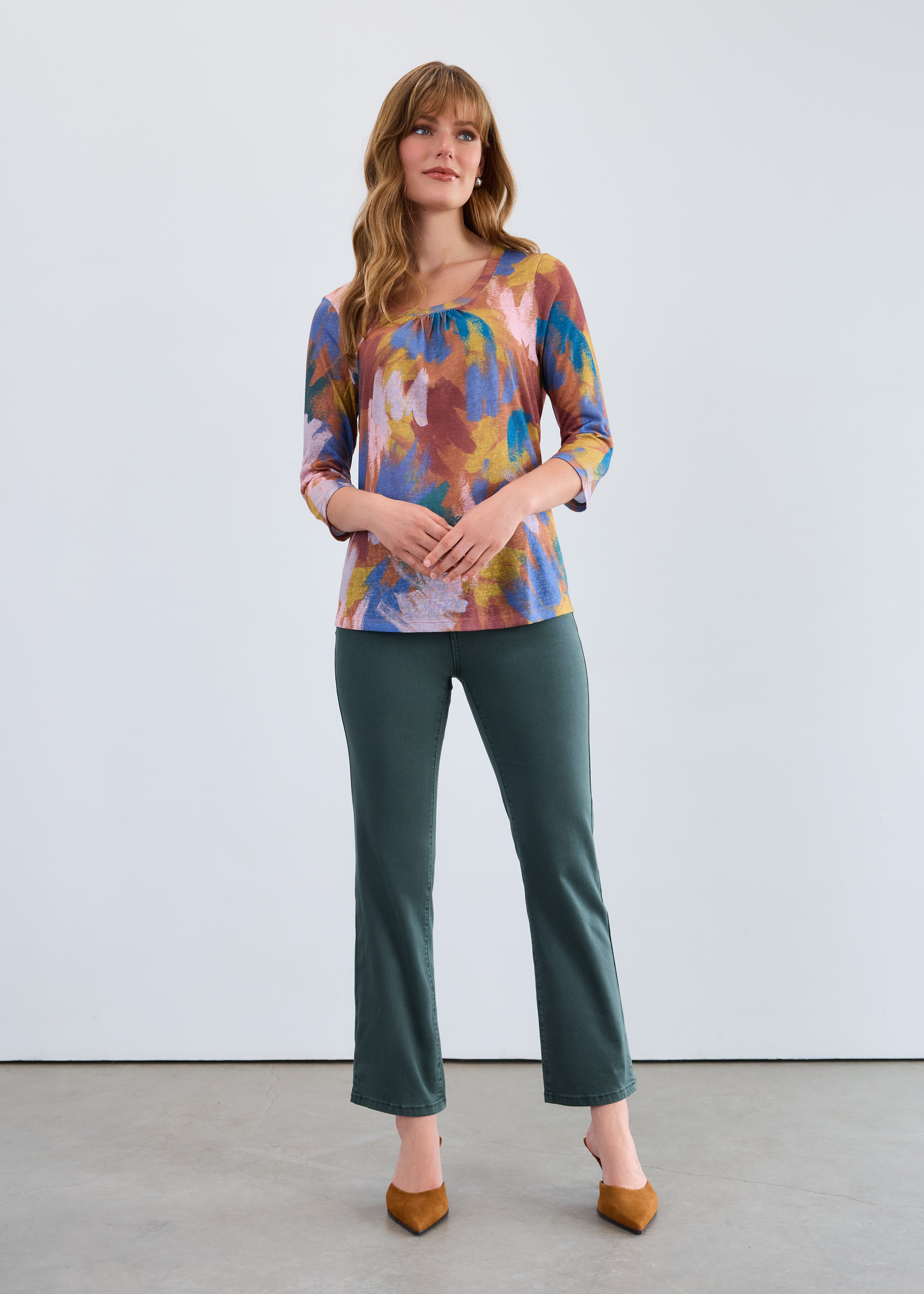 FDJ - ABSTRACT PAINT STROKE 3/4 SLEEVE TOP - 3263451 – The