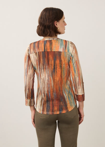 FDJ - HEAT PRINT HENLEY 3/4 SLEEVE TOP - 3287451