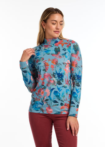 FDJ - MAGNOLIA PRINT MOCK NECK TOP - 3311756