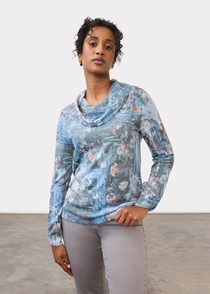 FDJ -INDIGO GALLERY PRINT SOFT BRUSHED KNIT TOP - 3419742