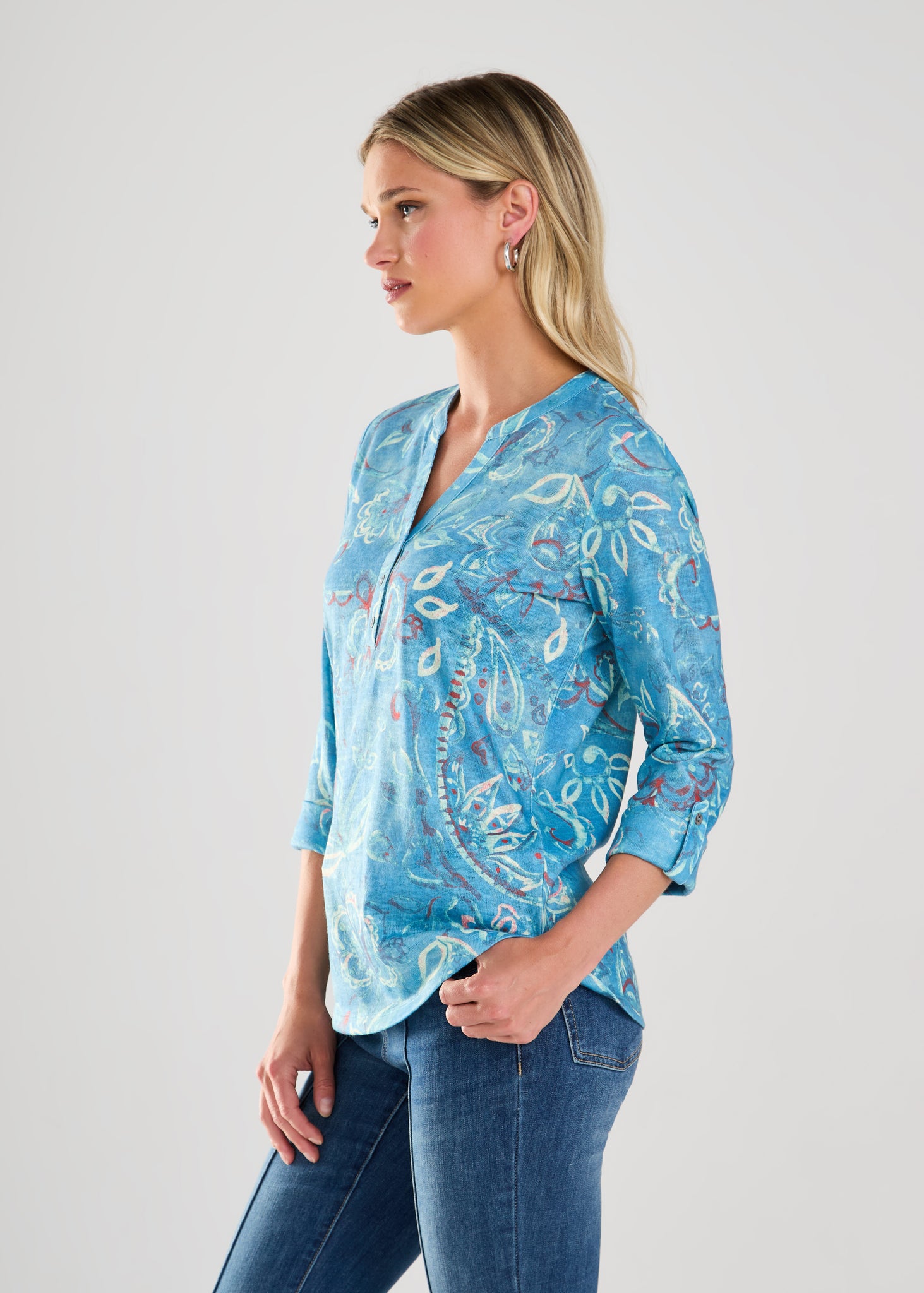 FDJ - PAISLEY PRINT HENLEY TOP - 3451451