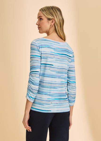 FDJ - 3/4 SLEEVE STRIPY PRINT TOP - 3481756 - 2 Colours