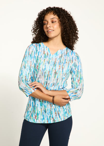 FDJ - STAINED GLASS PRINT 3/4 SLEEVE TOP - 3489451