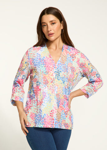 FDJ - SPECTRAL PRINT V NECK TOP - 3514964