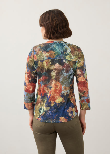 FDJ - TALLULAH PRINT HENLEY 3/4 SLEEVE TOP - 3571451