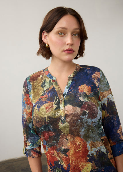 FDJ - TALLULAH PRINT HENLEY 3/4 SLEEVE TOP - 3571451