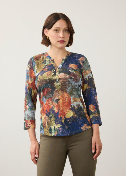 FDJ - TALLULAH PRINT HENLEY 3/4 SLEEVE TOP - 3571451