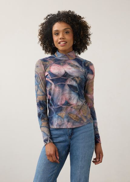 FDJ - TIE DYE LIGHTWEIGHT MOCK NECK TOP -3642126- 2 Colours