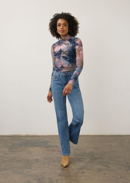 FDJ - TIE DYE LIGHTWEIGHT MOCK NECK TOP -3642126- 2 Colours