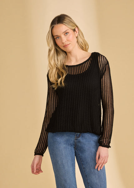 FDJ- MESH KNIT BUBBLE TOP- 3648422 - 2 Colours