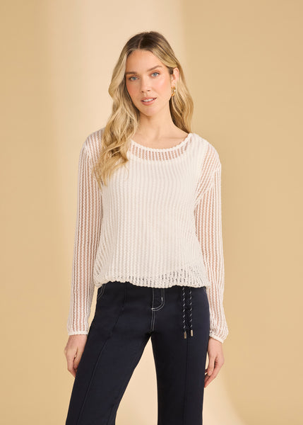 FDJ- MESH KNIT BUBBLE TOP- 3648422 - 2 Colours