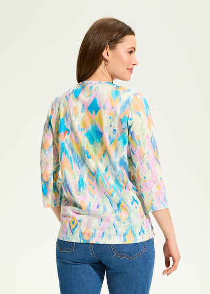 FDJ - DEFINITELY PRINT 3/4 SLEEVE TOP- 3722451