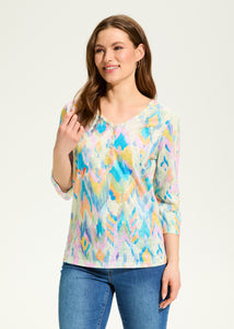 FDJ - DEFINITELY PRINT 3/4 SLEEVE TOP- 3722451