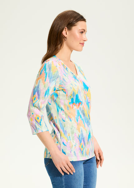 FDJ - DEFINITELY PRINT 3/4 SLEEVE TOP- 3722451